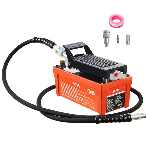 【toolupgrade】VEVOR Air Hydraulic Pump - 10,000 PSI, 1/2 Gal Reservoir, NPT 3/8" Outlet, NPT 1/4" Inlet, 6.6 ft Pipe, Foot Treadle Frees Hands for Control, Compact, Heavy Duty, Non-Slip Shock-Proof Aluminum Tools and Gadgets for Auto Body Frame Machines