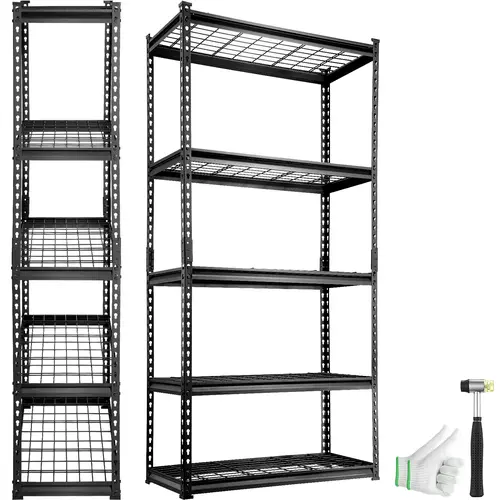 【toolupgrade】VEVOR Freestanding Steel Shelf - 5-Tier Adjustable Heavy-Duty Metal High Storage Rack, 2000 lbs Capacity Wire Unit, 36" L x 16" W x 72" H Black Home Organization Storage Shelves for Garage, Kitchen Pantry