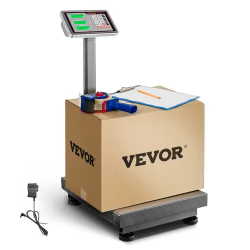 【toolupgrade】VEVOR Heavy Duty Industrial Carbon Steel Scale, 660 lbs Load, 0.1 lbs Accuracy, Stainless Steel HD Display, LB/KG Tare & Price Calculator, FCC Listed, for Boxes & Luggages, with Power Adapter & Dual-Power System (Tools & Hardware)