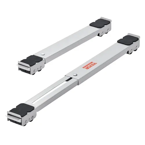 VEVOR Heavy Duty Home Appliance Rollers, 660 lbs Carbon Steel Mobile Base, 13.35-21.5 in Extendable Double-Row Design, Locks to Stop Fast, Non-Slip Rubber Pads, 21.5 in Under Fridge Fit, Compact After Use, for Home Washing Machine, Moving Furniture, White