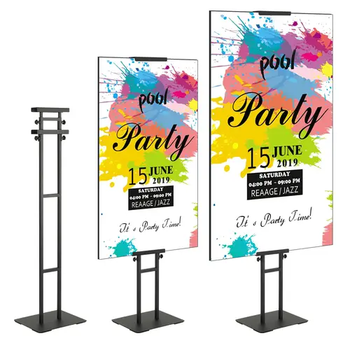 【toolupgrade】VEVOR Double-Sided Heavy Duty Floor Standing Sign Holder, Adjustable Height Up to 75" Pedestal with Shock-Absorbing Base for Boards, Foam & Straight Pole Banners, Black