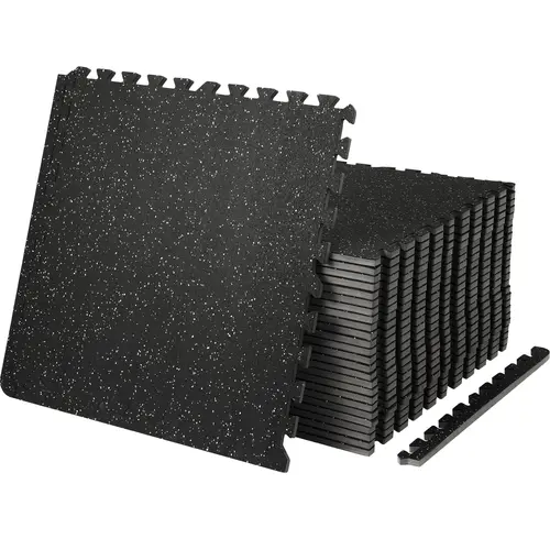 VEVOR 25 PCS 1/2 inch Thick Gym Floor Mats, Summervibes,24" x 24" EVA Foam & Rubber Top Interlocking Workout Floor Mats with 100 sq.ft Coverage, Waterproof Exercise Puzzle Flooring for Gym, Home, Garage, Basement