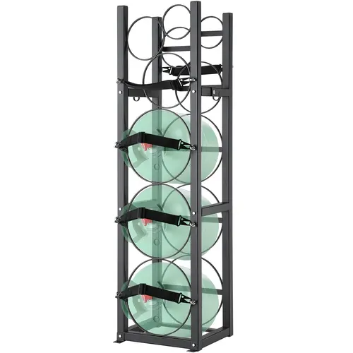 VEVOR Steel Refrigerant Cylinder Rack with 3x30lbs & 3 Small Tanks, 12.79x12.99x47.12in Adjustable Shelf Rack with Shelf, Strap, Lightweight Hanging Design for Freon, Gases, Home Improvement Garden Supplies,toolupgrade