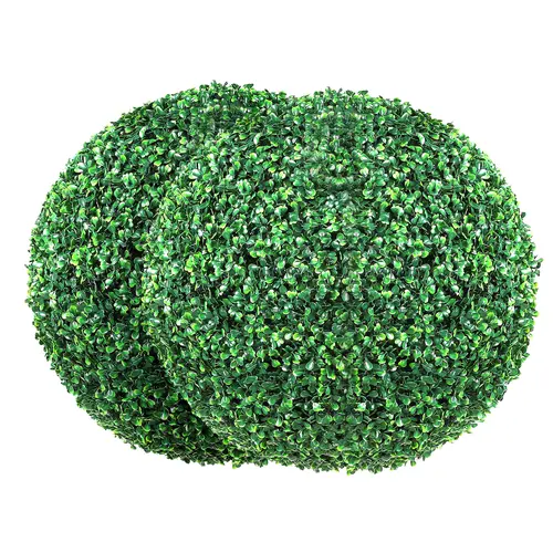 【toolupgrade】LED Artificial Boxwood Topiary Trees, 2-Piece 20in Round All-Year Green Home Goods, Garden Decorations, Artificial Plants for Living Room Backyard, Decoration Supplies