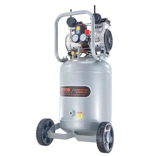 【toolupgrade】VEVOR 13 Gallon Air Compressor, 2HP 4.6 SCFM @ 90PSI Oil Free Air Compressor Tank, 66dB Ultra-Quiet Compressor for Tire Inflation, Auto Repair, Woodwork Nailing, Spray Painting ( 125PSI Max Pressure ), Portable Compressor, Wheels, Hardware