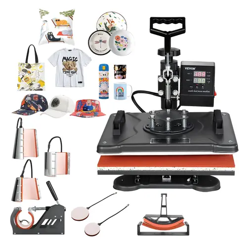 【toolupgrade】VEVOR 8-in-1 Digital Multifunctional Sublimation Heat Press Machine, 12x15 in, 360-Degree Rotation Swing Away, Adjustable Household Iron Appliance for T-Shirts, Mugs, Hats,dorm essentials,home essentials