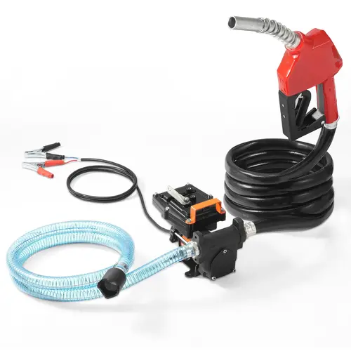 【toolupgrade】VEVOR 12V DC Portable Electric Fuel Transfer Pump, 15 GPM 1/4 HP with Auto Shutoff Nozzle, Bypass Valve, 13-Foot Rubber Outlet Hose & Hose Set, Long Inlet for Gasoline Kerosene Methanol Blends (4 Minutes Transfer Efficiency)
