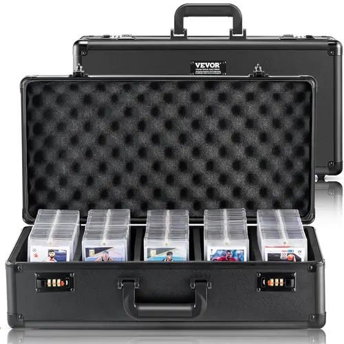 VEVOR Graded Card Storage Box,  5 Slots, Graded Sports Cards Holder Carrying Case with Coded Lock Foam Dividers, for 162 PSA Graded Cards 115 BGS Cards 130 SGC Cards 585 Top Loaders Metal Organiser,toolupgrade