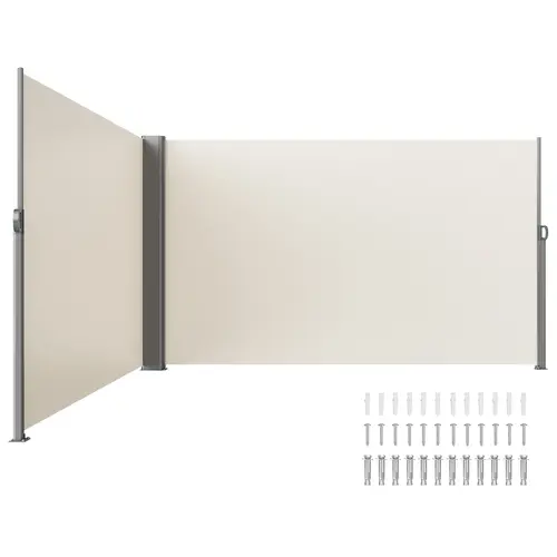 【toolupgrade】VEVOR Retractable Side Awning 71''x 236'' Aluminum Outdoor Privacy Screen280g Polyester Water-proof Retractable Patio ScreenUV 30+ Room Divider Wind Screen for PatioBackyardBalconyBeige, Patio Decor Privacy, Adjustable Length Panels,campin