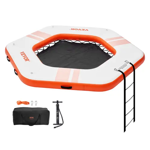 【toolupgrade】VEVOR Inflatable Floating Dock Inflatable Pool Raft8.5FT Diameter Platform with 5FT Diameter Trampoline MeshNon-Slip Water Mat with Portable Bag & Detachable Ladder for PoolBeach Relaxation, Inflatable Swimming Pool, Pool Floats, Yoga, Outdoo