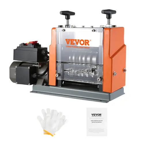 【toolupgrade】VEVOR 60W Gear Motor Electric Cable Stripping Tool, 0.06"-0.98" Range, Compact, Defined Depth Gauge, 6 Round+1 Flat Slot, 60W Power for Efficient Copper Wire Recycling, Tools and Gadgets Accessory (Gloves Compatible Note: Gloves Not Included)