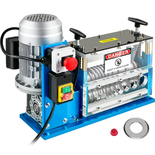 【toolupgrade】VEVOR 370W Electric Wire Stripping Machine with 10 Channels (0.06''-1.5''), 75 ft/min Speed, 10 Blades, Emergency Stop Button, Acrylic Plate Transparent View for Control, Scrap Handling Tool for Copper Recycling, Tools, 10 Channels - 0.06''-1
