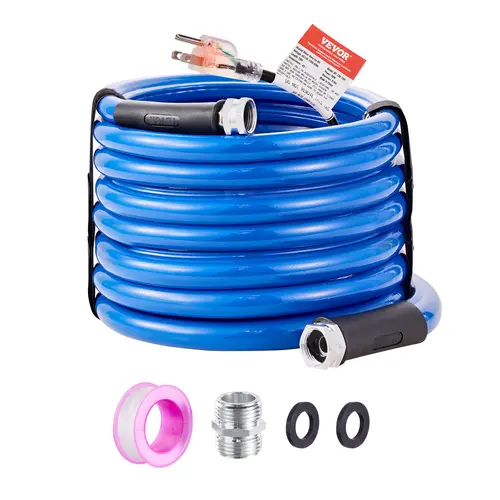 【toolupgrade】VEVOR Heavy Duty RV Heated Drinking Water Hose, 5/8" I.D. Polyvinyl Chloride Pipe with 3/4" GHT Connector, 100 ft Plug-In, -45°F to 59°F Antifreeze, Automatic Self-Regulating, Lead & BPA Free, Anti-Kink Tube for RV Trailers, Outdoor Surfaces,