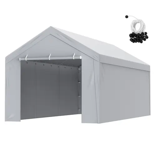 VEVOR Carport Replacement Canopy Cover Top + Side Wall 10 x 20 ft,  Garage Tent Shelter Tarp Heavy-Duty Waterproof & UV Protected, Easy Installation with Ball Bungees,White (Frame Not Included),outdoorfurnitureset,home decor,camping essentials,toolupgrade