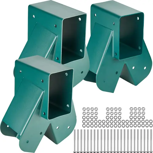 【toolupgrade】VEVOR Heavy-Duty Carbon Steel A-Frame Middle Swing Set Brackets with Hex Nuts & Mounting Hardware, Stable Wobble-Free Kit for 4x4 Legs & 4x6 Beam, Green (3 Pcs) – Ideal for Indoor Playground Jungle Gyms, Heavy Duty Bolts