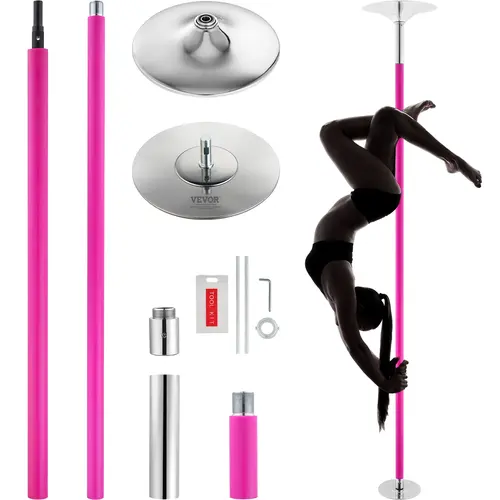 【toolupgrade】VEVOR Professional 40mm Heavy-Duty Stainless Steel Rubber Standard Dance Pole, Dual Mode Gymnastics Equipment with Extension Rods & Installation Manual, Portable Removable Kit, Height Adjustable, Powder Coated for Grip, Ideal for Stage Dance,