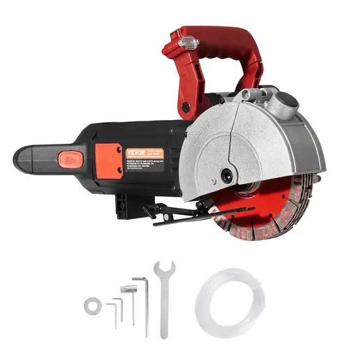 【toolupgrade】VEVOR 5800W Wall Chaser Concrete Cutter Saw, 38mm/1.5" Cutting Width, 40mm Width Option, 52mm/2" Cutting Depth, 160mm/6.3" Blade Diameter, 5000r/Min, 8 Saw Blades, Dustless 1-Time Forming Wall Slotting Machine with Water Pump & Cable Ties