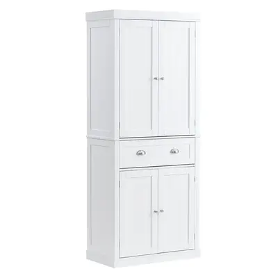【Summerfinds】VEVOR 72" Freestanding Modern Credenza Cabinet - 2-Door Single Unit Storage Kitchen Furniture with Drawer for Smalls, 3 Adjustable Shelves, Durable User-Friendly 3-Level Sideboard for Kitchen, Living Room, White, Enhanced Security