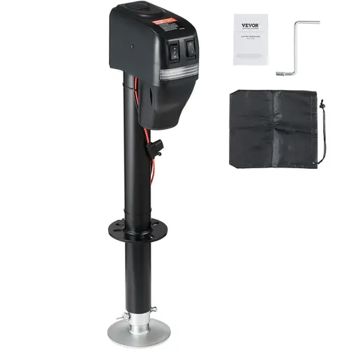 【toolupgrade】VEVOR 4000 lbs Electric Power Tongue Jack with Waterproof Cover, 9.84"-33.85" Lift, Led Lights, Polypropylene, Carbon Steel, Power Cord for RV, Horse Trailers (Lift Trailers Compatible)