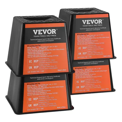 【toolupgrade】VEVOR Trailer Jack Block, 6000 lbs Capacity Vehicle Stabilizer, High-Quality Polypropylene RV Camper Blocks, 4-Pack for Tongue Jack, Post Ft, 5th Wheels (Camping Travel Accessory)
