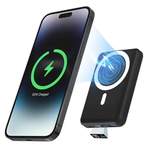 Podoru MagSafe Magnetic Wireless Power Bank - 10000mAh Fast Charging Power Bank with LED Display, Safety Chips, Silicone Cable, 3 Ports, USB for iPhone 17/16/15/14/13/12 Smartphones, Digital Smartphone Accessories,back to school,back to school haul,sohoch