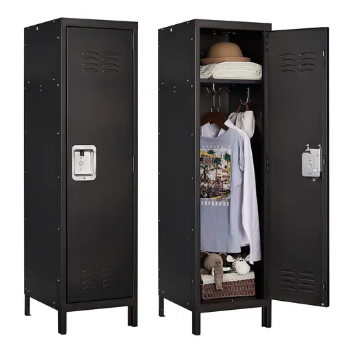 Letaya 55" 1-Door Metal Locker with Lock, Steel Construction Retro Wardrobe, Clothing Storage Cabinet & Cabinet Lock Wardrobe for Home Office, Cabinet Lock Wardrobes