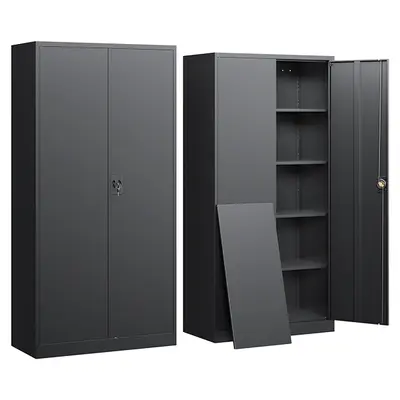Letaya Metal Rectangle Lockable Storage Cabinet (71/72/74.4in Tall) - Sturdy Heavy-Duty Steel Furniture with 4 Adjustable Shelves, Painted Rust-Resistant Coat, Moisture Resistant Large Capacity for Home/Garage Tool Organization, Sohochic