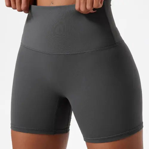 Sporty Women's Plain High Waist Skinny Sports Shorts, Gym Shorts, Sports High Stretch Wide Waistband Short Leggings, Ladies Sportswear for Indoor Outdoor Wear, Stretch Knit Shorts