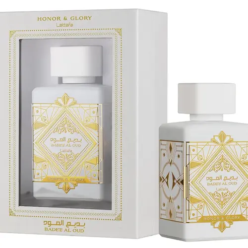 Lattafa Bade'e Al Oud Honor & Glory Unisex EDP Fragranced Perfume Spray Bottle - 3.4 oz Regular Edition Single Item Liquid, Long-Lasting Spicy EDP with Black Pepper, Pineapple, Creme Brulee, Vanilla, Moss & Sandalwood for Adults