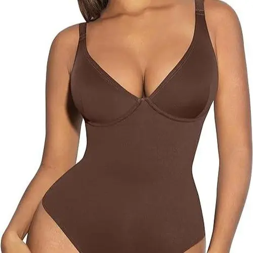 FeelinGirl Women V Neck Bodysuit Thong Tummy Control Shapewear Basic Fabric4 Fashion Womenswear newarrivals SohoChic