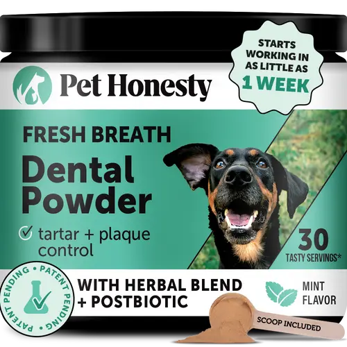 Pet Honesty Fresh Breath Dental Powder for Dogs (30 servings) For Odor, Plaque and Tartar
