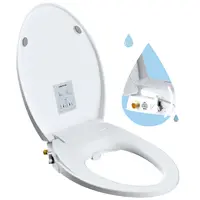 Hibbent Bidet Toilet Seat,Bidet Toilet Attachment,Elongated Toilet Seat with Separated Self Clean Knob,Bidet Parts,Non-Electric Dual Nozzles,Bidet Sprayer,ON/OFF Metal T Adapter Included toilet seat Toiletbidet Bathroom,home essentials