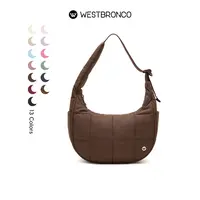 WESTBRONCO Women's Crescent Puffy Handbag Shoulder Bag, Fashionable Lightweight Crossbody Bag with 2 Side Pockets & Adjustable Strap, Waterproof Elegant Accessory for Travel, Back to School Haul