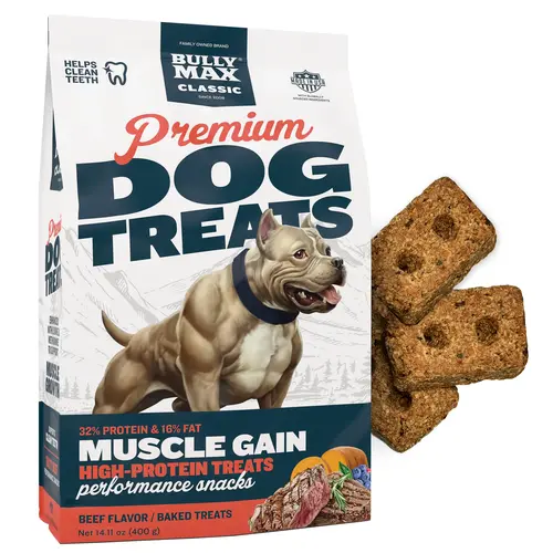 Bully Max Natural Healthy Beef Liver Baked Treats - Premium High Protein Real Beef Dog Snacks for Muscle Gain, Puppies & Adults, Training Treats with 32% Protein, Veggies & BCAAs, 400g Bag