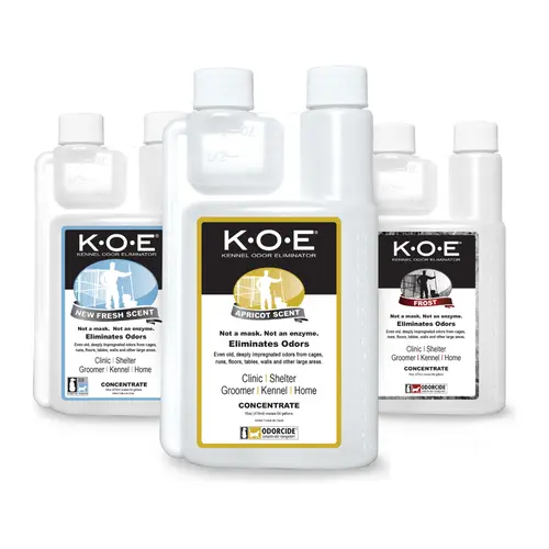 K.O.E. Scent Bundle (3 Piece) Kennel Odor Eliminator Apricot, Fresh Scent and Original 16 oz - Deodorizing 3 Pack Bundle