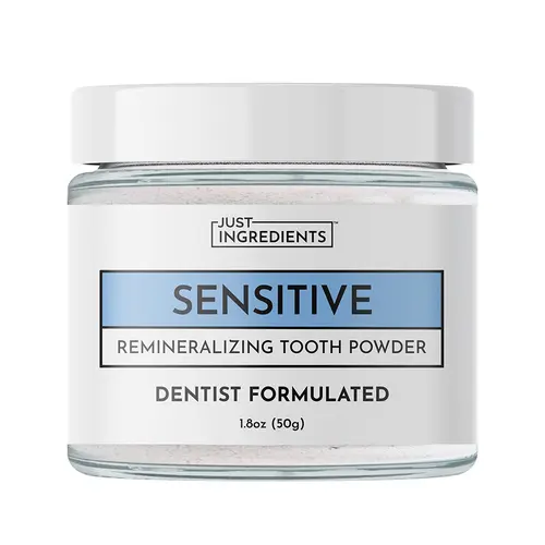 Just Ingredients Sensitive Remineralizing Tooth Powder – Fluoride-Free Oral Care – Gently Cleans & Whitens – Supports Strong Teeth & Fresh Breath – Vegan, Non-GMO (Regular, Sensitive)