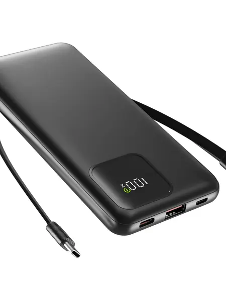 10000mAh Compact Portable Power Bank with Built-in Cables, 22.5W Fast Charging, 4 Outputs-2 Inputs, Slim Design for iPhone, Samsung, Google Pixel, LG, Moto, iPad, Smartphone, Micro Devices, Men's Accessories, Gifts for Boyfriend, Tools and Gadgets