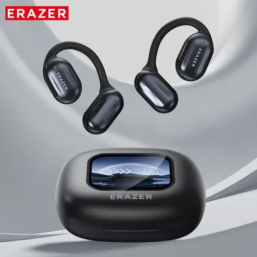 ERAZER OWS Touch Screen Wireless Bluetooth 5.4 Earbuds with Silicone Ear Tips, Noise Canceling Mic, HIFI Stereo, LCD Full-Color Display, TF Card Support, Waterproof Mobile Connection, Multifunctional Charging Audio Device