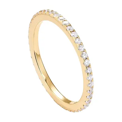 PAVOI 14K Gold Plated Solid 925 Sterling Silver CZ Simulated Diamond Stackable Ring Eternity Bands for Women