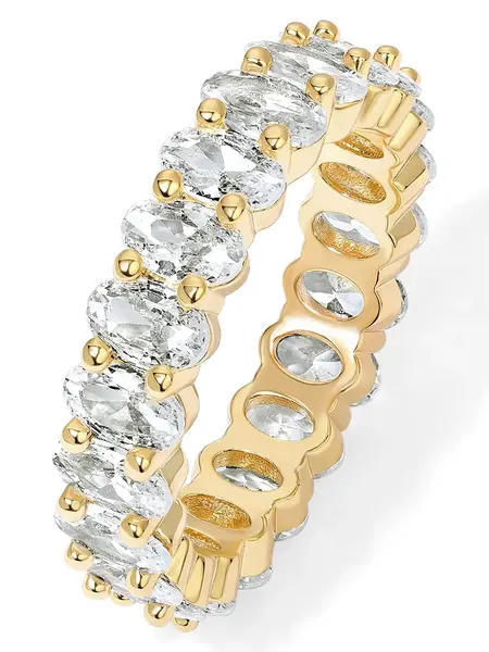 PAVOI Eternity Ring Oval 5A & 6A Cubic Zirconia Love Ring - 14K Gold Plated Stackable Rings for Women - Trendy Wedding Ring Gold Rings for Women - Sizes 5 to 10