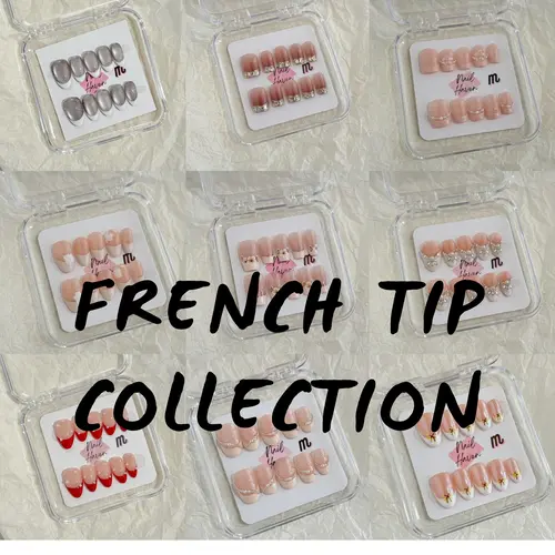 NailHaven｜ French Tip Collection｜ Press-On Nails - 10 Pcs Handmade Acrylic Nails with Cute Designs, Short Nails, and Nail Art, High Quality, Reusable