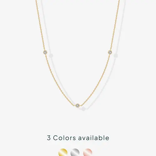 PAVOI 14K Gold Plated Station Necklace for Women - Dainty Choker Simulated Diamond Necklace - Lightweight Womens CZ Chain Necklace