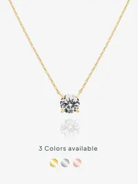 PAVOI 1.5 Carat Cubic Zirconia Solitaire Pendant Necklace - 14K Gold Plated Choker Necklace with Cubic Zirconia Crystal - Hypoallergenic Gold Jewelry Dainty Necklaces for Women