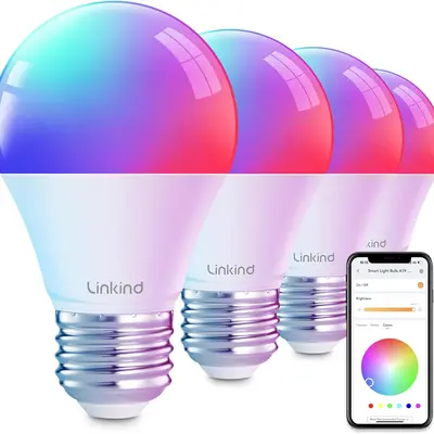 Linkind Matter Smart RGB Bulb 60W with Voice & APP Remote Control, Music Sync, Color Changing,Smart Bulbs Work with Apple Home/Siri/Google Home/Alexa