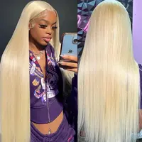 613 Blonde 13x6 HD Lace Frontal Wig Pre Plucked 180% Density 40 Inch Can Be Dyed Natural Color 99J Straight Hot Red Body Wave Lace Front Human Hair Wigs For Women