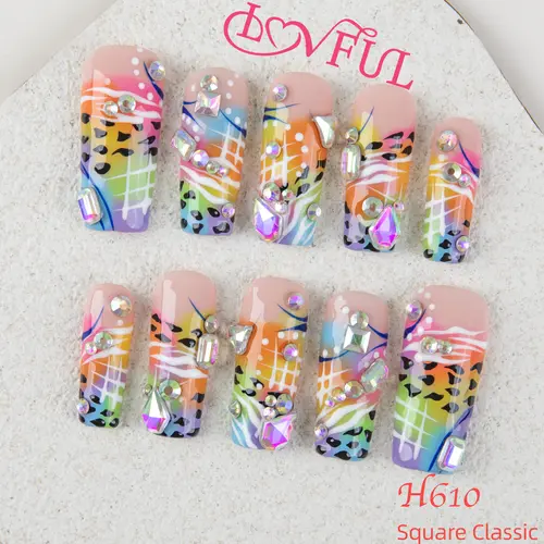 Lovful CLASSIC SQUARE Collection 1.3inch Handmade Acrylic Press On Nails | 10PCS, Reusable, Salon-Quality, Long-Lasting #SohoChic