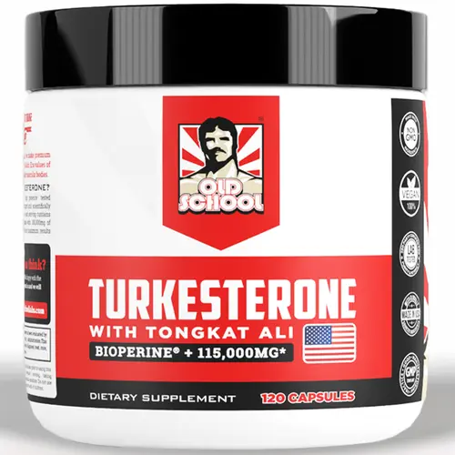 Old School Labs Turkesterone for Men with Tongkat Ali & BioPerine - Supports Men’s Fitness, Performance & Vitality Support, 120 Capsules