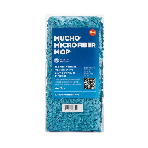2 Pack Mucho Mop Replacement Pads – Chenille Microfiber Mop Heads for Dry & Wet Cleaning | Reusable & Washable | Compatible with Baseboard Pro & Swiffer WetJet