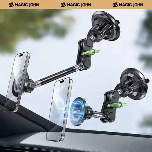 MAGIC JOHN High Performance Ultra Durable Phone Holder for Car, Easy-Install Car Phone Mount with Vacuum Secure, Wash & Reuse Cup for Live Stream Use