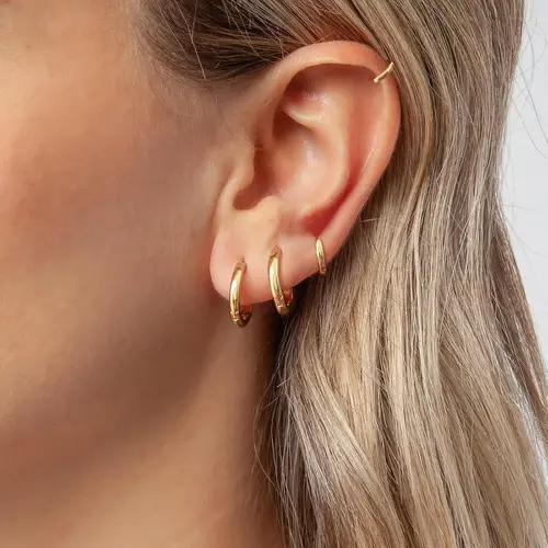 MIDEEO 8-Piece Gold-Plated Stackable Earrings Hoops, 6mm/8mm/10mm/12mm 14K Hypoallergenic Lightweight Women's Accessories, Ideal Gifts